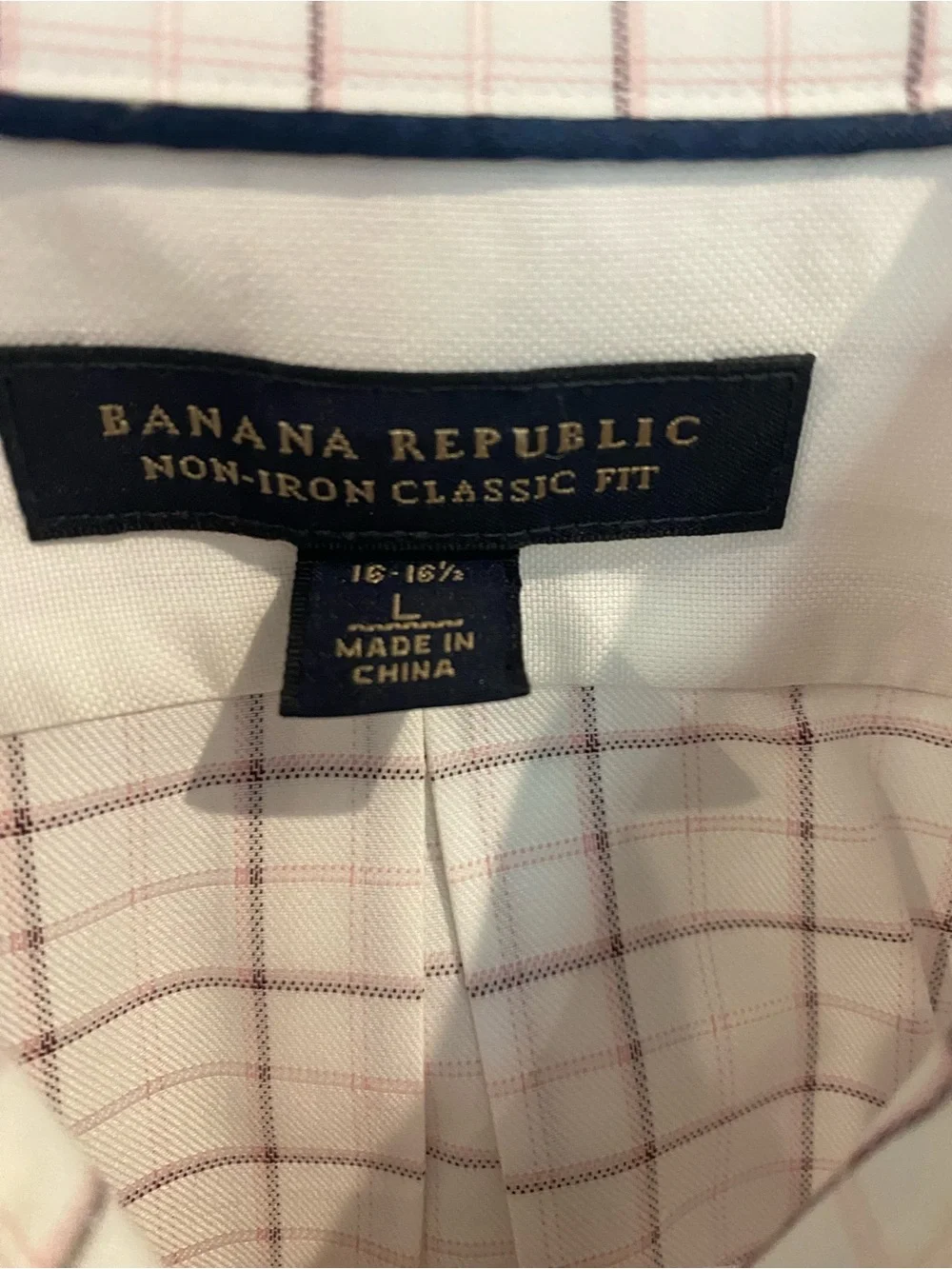Banana Republic Men’s White Shirt with Red Windowpane Plaid